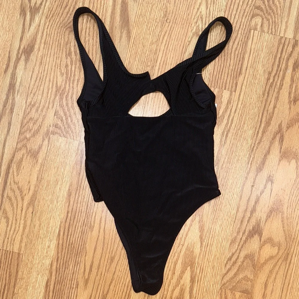 FRANKIE’S BIKINIS Black Ribbed one piece